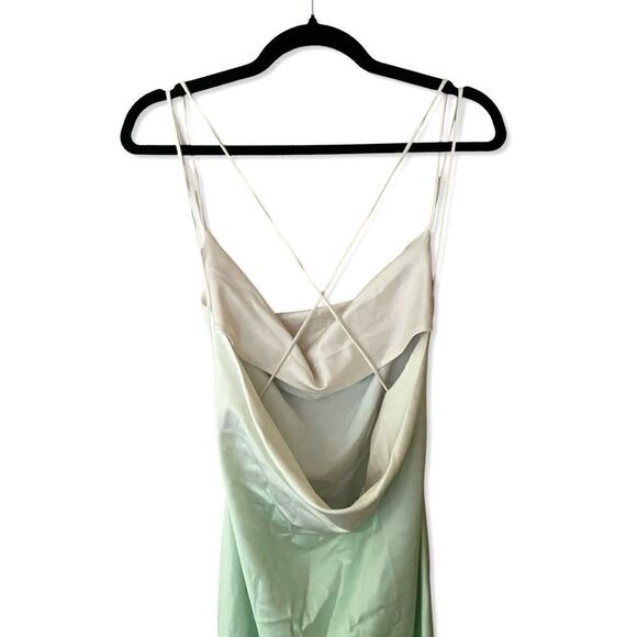 Michael Costello x Revolve Porter Dress in mint ombré satin slip midi sz S - Picture 5 of 13